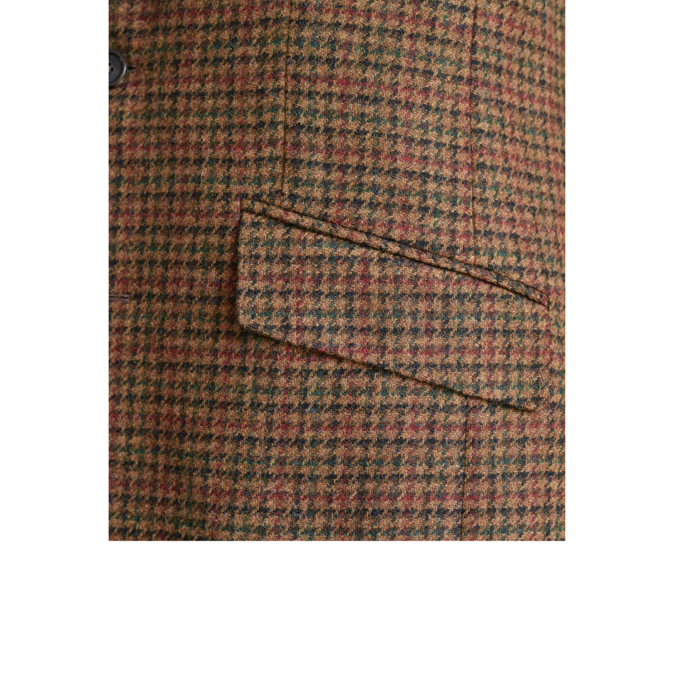 Amidé Hadelin | MTO | Abraham Moon houndstooth check hacking jacket - brown_slanted pocket