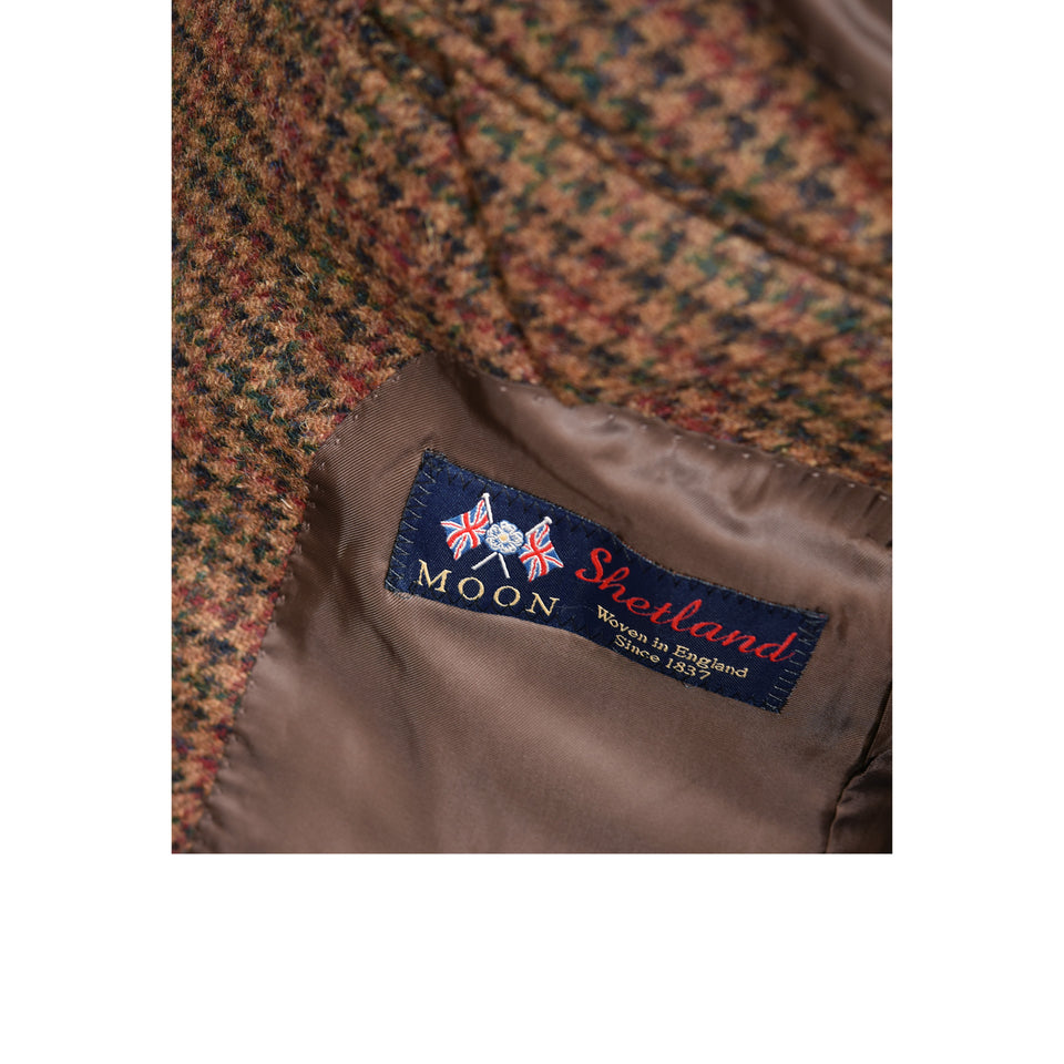 Amidé Hadelin | MTO | Abraham Moon houndstooth check hacking jacket - brown_Shetland tweed
