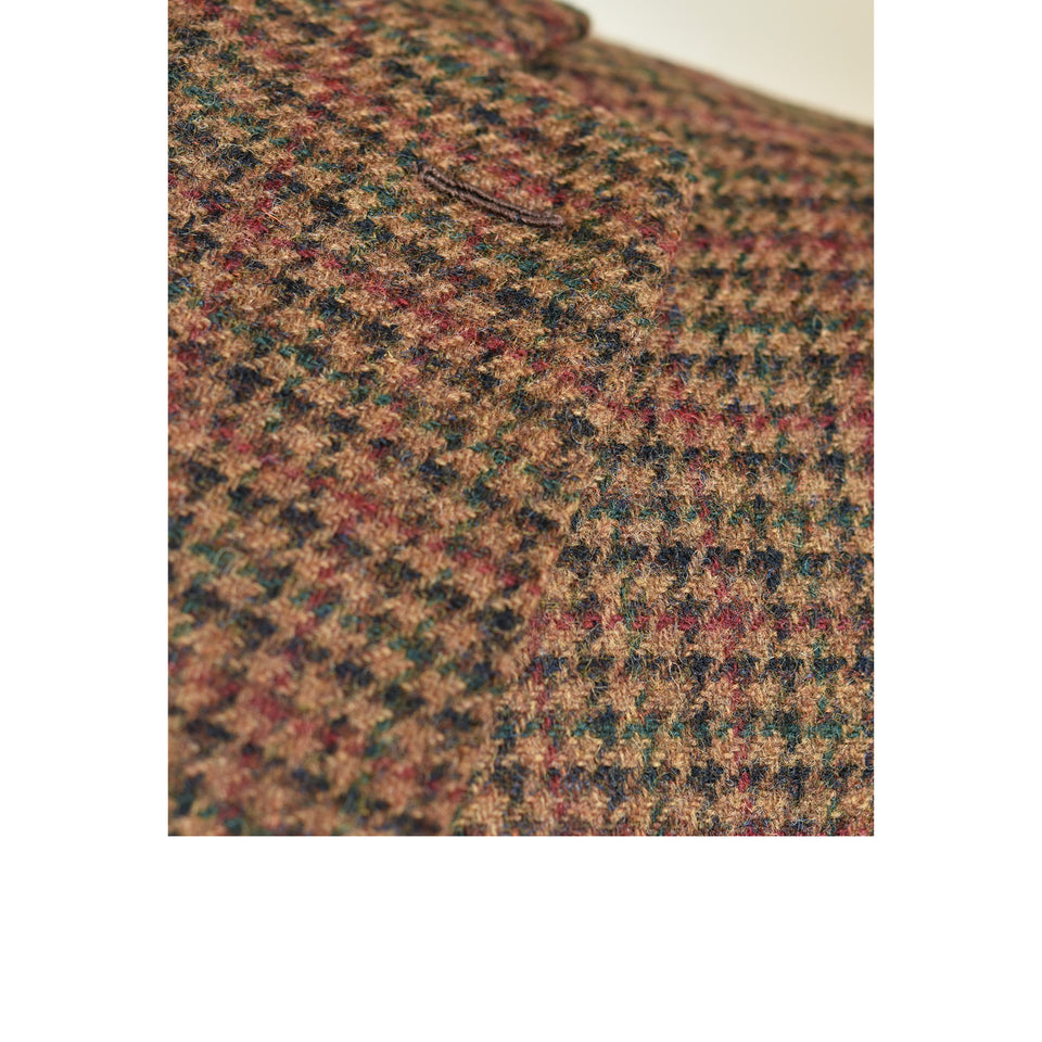 Amidé Hadelin | MTO | Abraham Moon houndstooth check hacking jacket - brown_milanese buttonhole