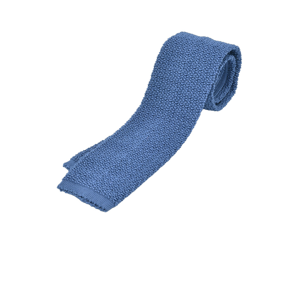 Orange Label | knit silk tie, Handmade in Germany, greyish blue_full