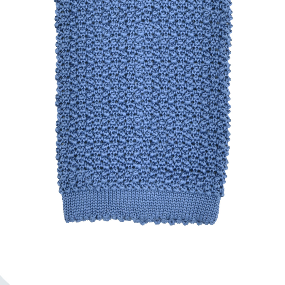 Orange Label | knit silk tie, Handmade in Germany, greyish blue_tip