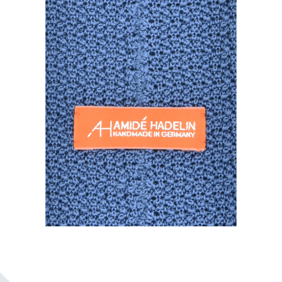 Orange Label | knit silk tie, Handmade in Germany, greyish blue_label