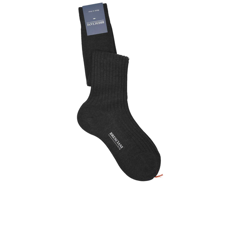 Knee high socks cotton ribbed - anthracite melange
