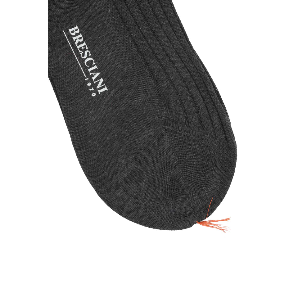 Knee high socks cotton ribbed - anthracite melange