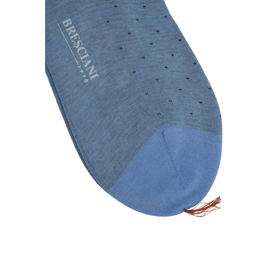 Knee high socks cotton polka dot - light blue