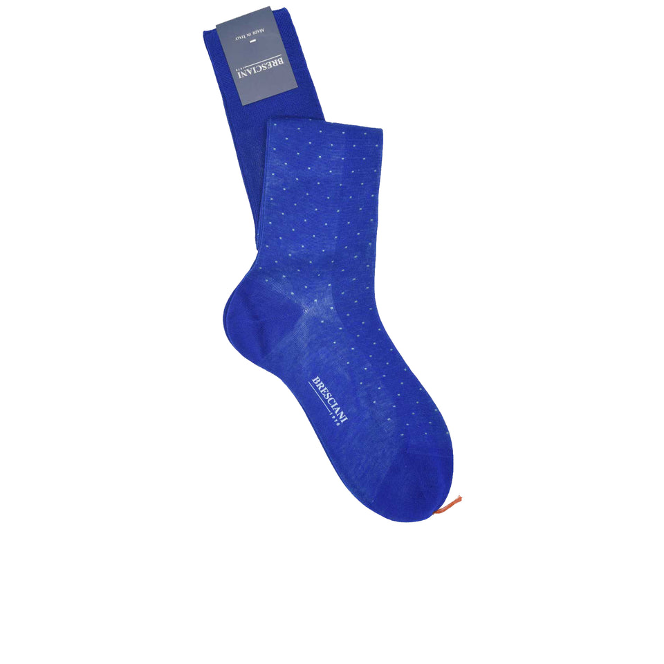 Knee high socks cotton lisle polka dot - blue