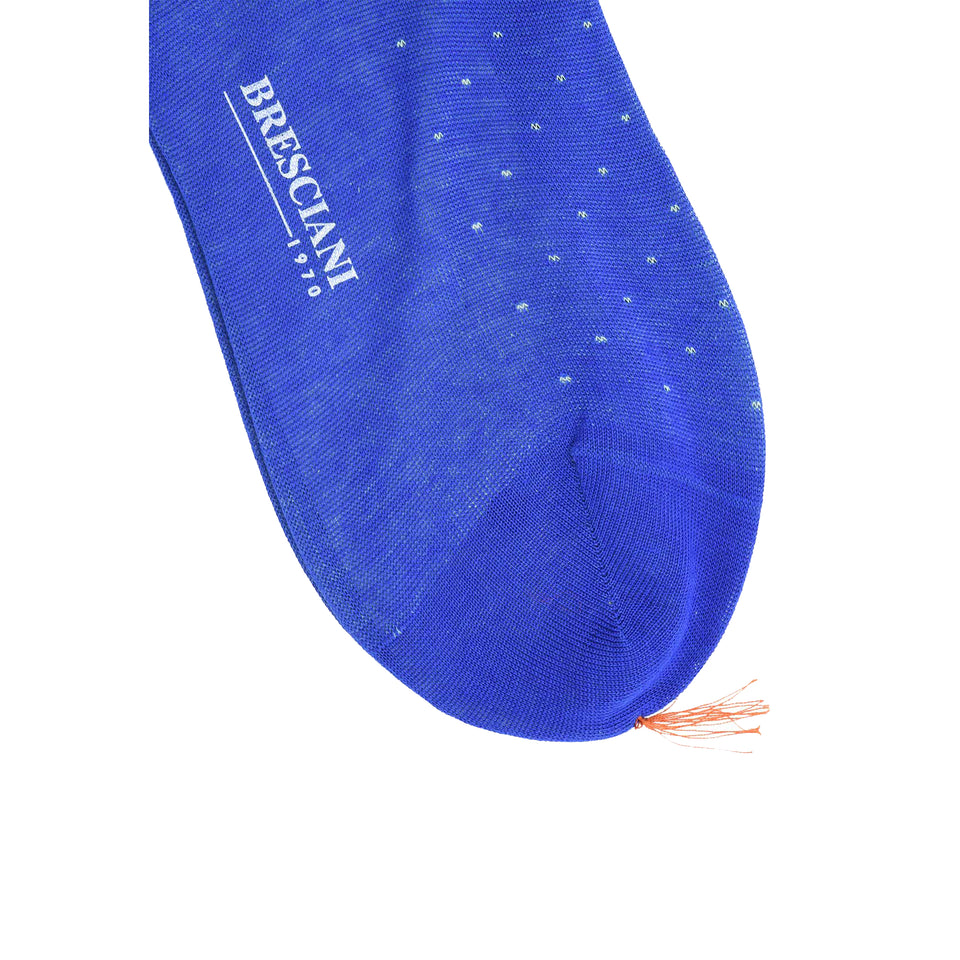 Knee high socks cotton lisle polka dot - blue