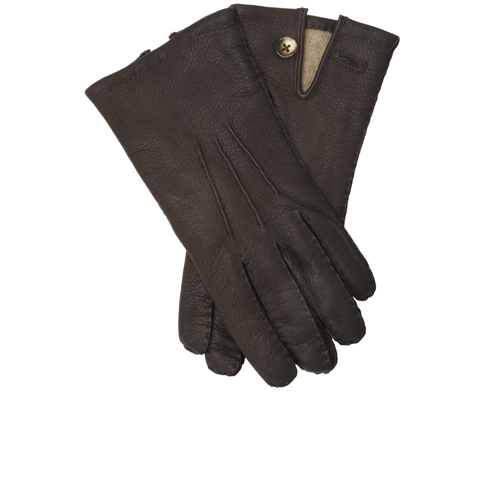 Amidé Hadelin | Cashmere lined deerskin gloves, dark brown 