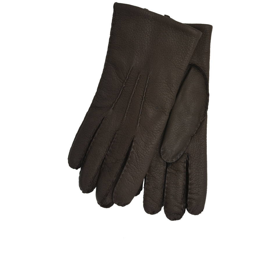 Amidé Hadelin | Cashmere lined deerskin gloves, dark brown 