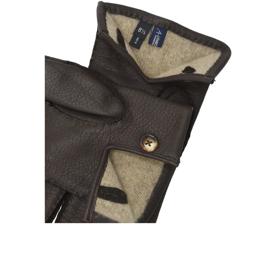 Amidé Hadelin | Cashmere lined deerskin gloves, dark brown 