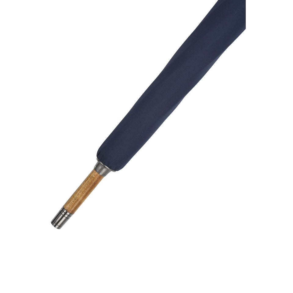 Scorched maple solid stick double rib umbrella - navy