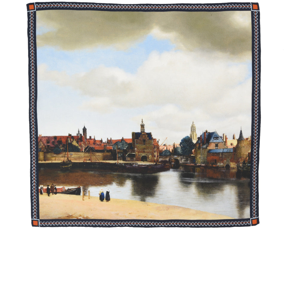Amidé Hadelin | Johannes Vermeer pocket square 'View of Delft'