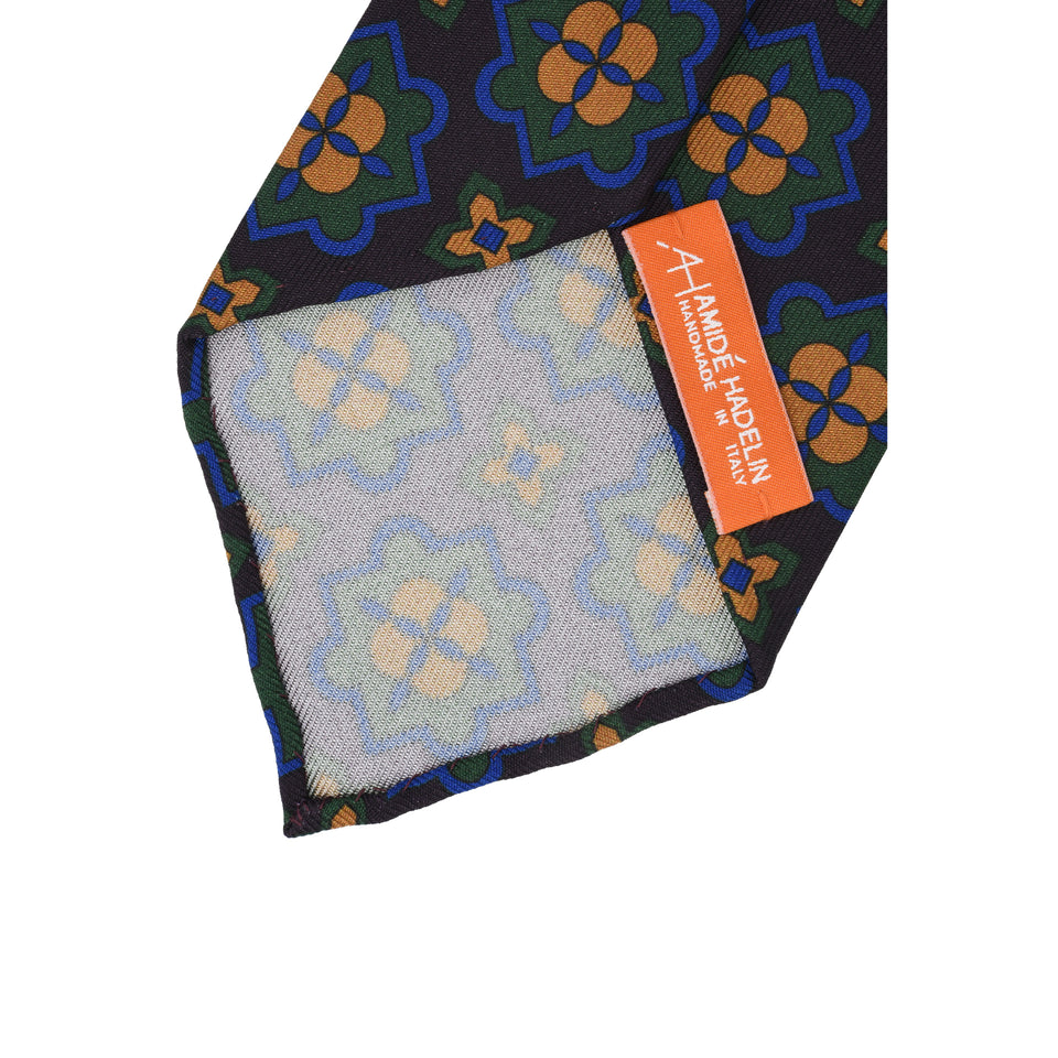 Orange Label | 36oz printed silk tie, plum_back