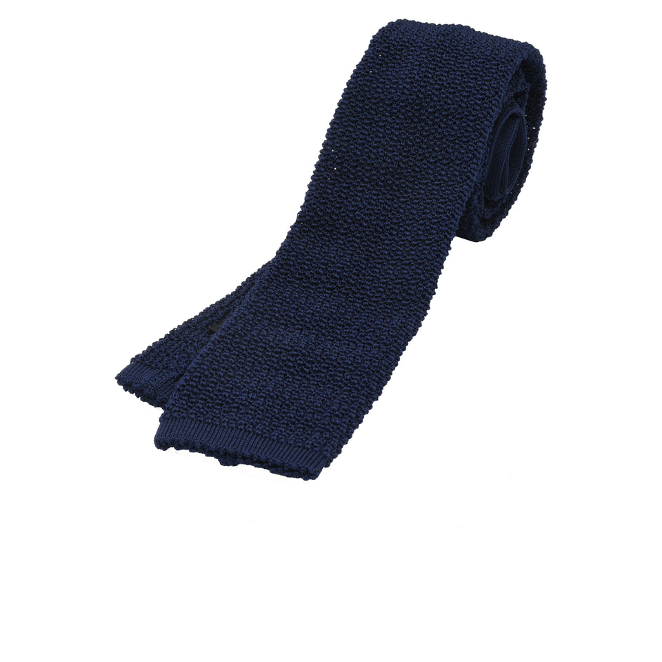 Orange Label | knit silk tie, navy_full