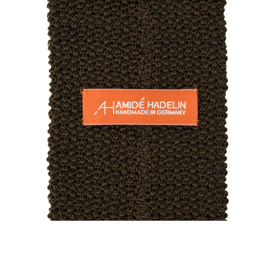 Orange Label | knit silk tie, brown_back