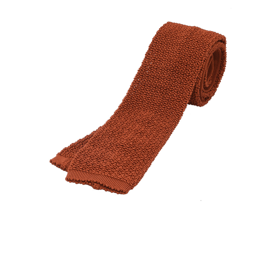 Orange Label | knit silk tie, burnt orange_full
