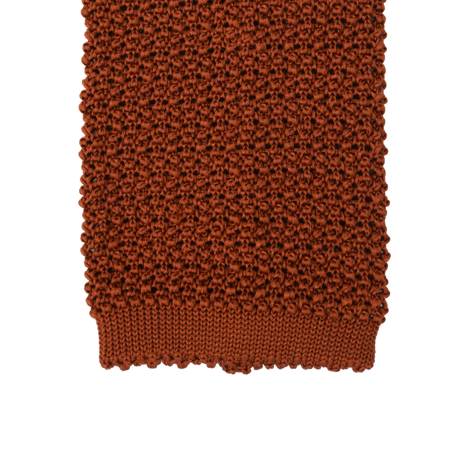 Orange Label | knit silk tie, burnt orange_tip