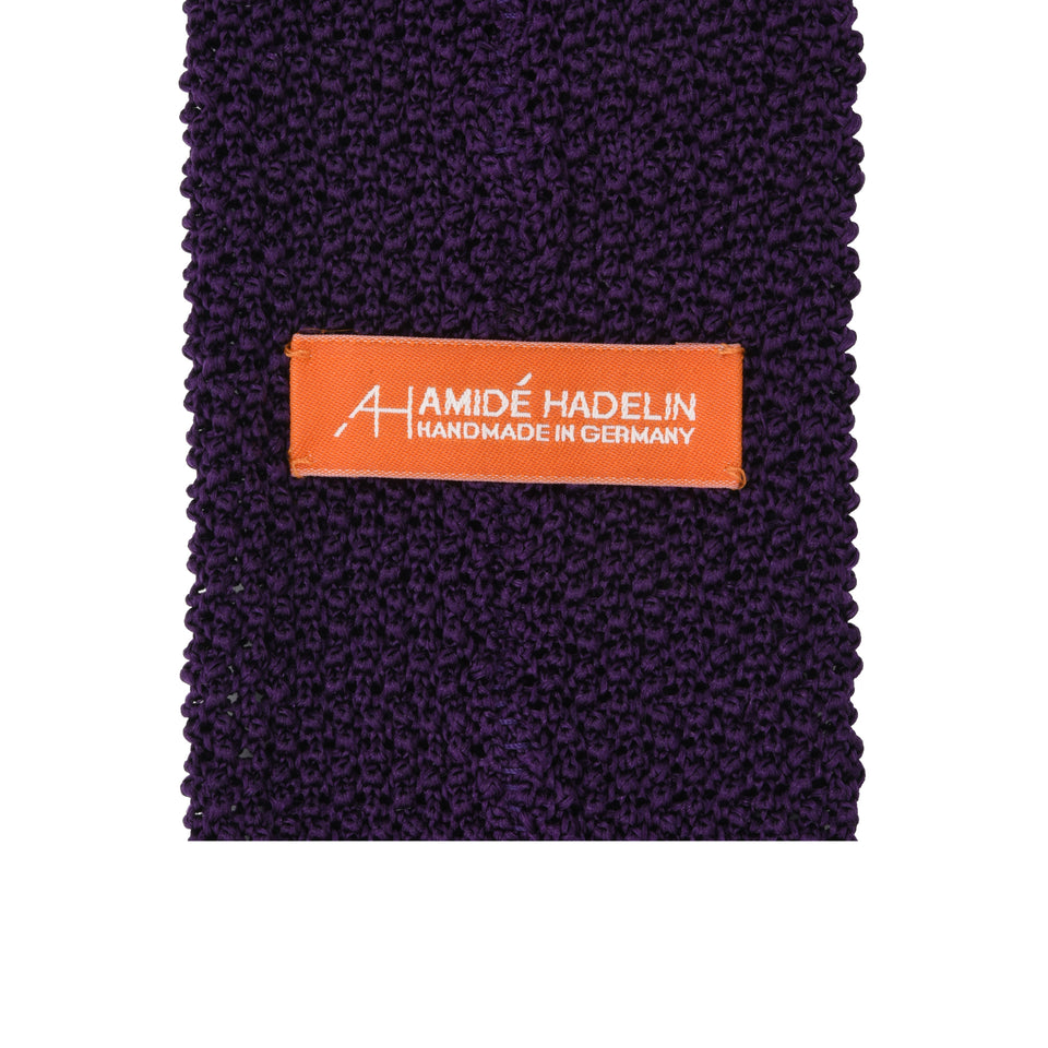 Orange Label | knit silk tie, purple_back