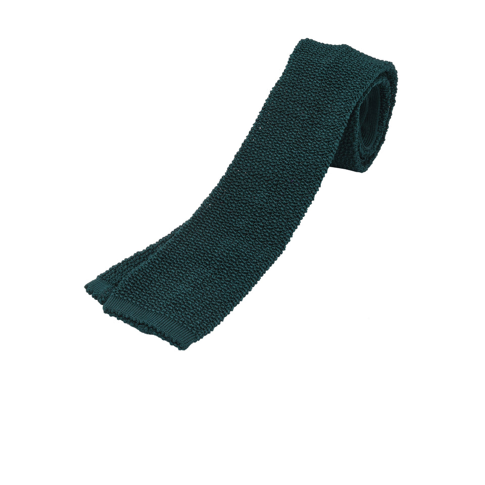 Orange Label | knit silk tie, forest green_full