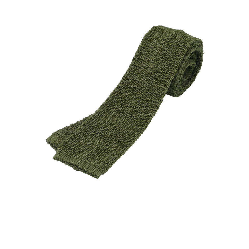 Orange Label | knit silk tie, olive_full