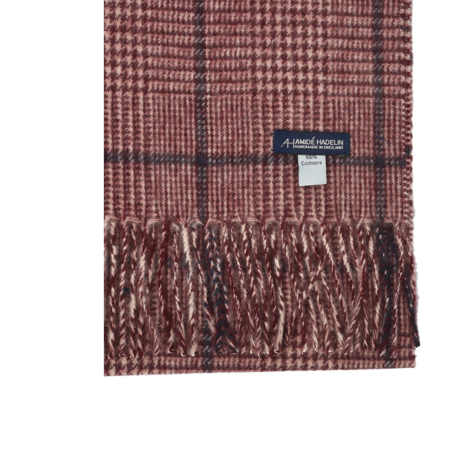 Amidé Hadelin | Cashmere PoW check scarf, cream/crimson/blue_detail