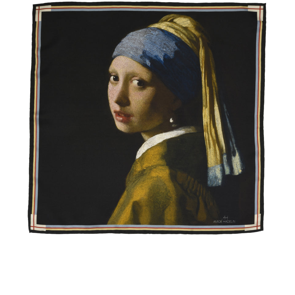 Amidé Hadelin | Johannes Vermeer pocket square 'Girl with a Pearl Earring'_full