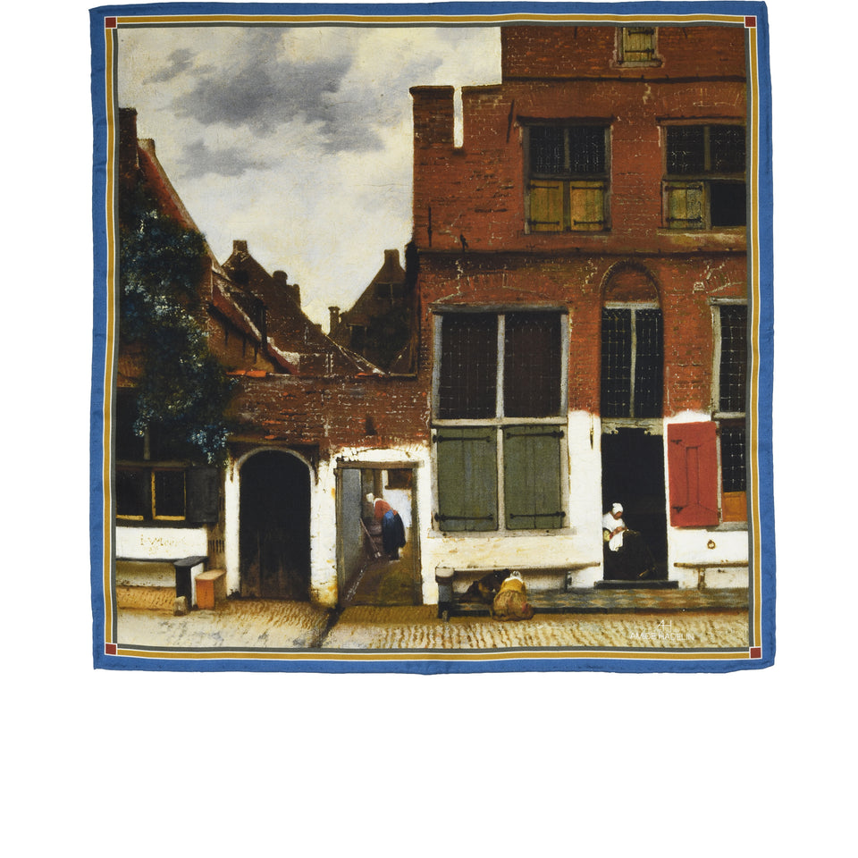 Amidé Hadelin | Johannes Vermeer pocket square 'The Little Street'_full