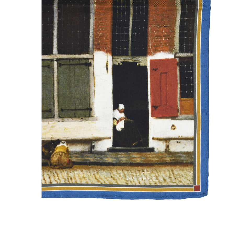 Amidé Hadelin | Johannes Vermeer pocket square 'The Little Street'_bottom