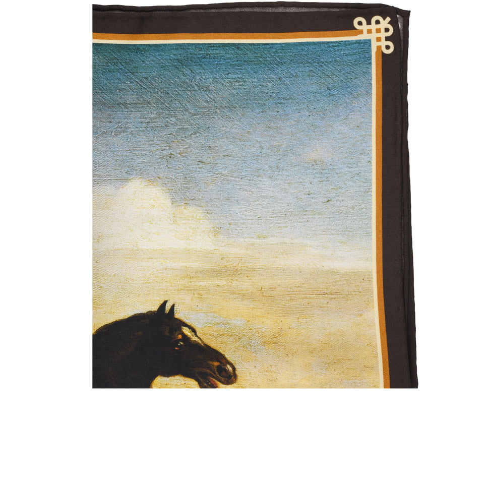 Amidé Hadelin | Paulus Potter pocket square 'Two Horses in a Meadow near a Gate'_detail