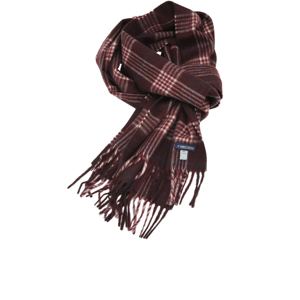 Amidé Hadelin | Cashmere house check scarf, burgundy/cream/navy_full