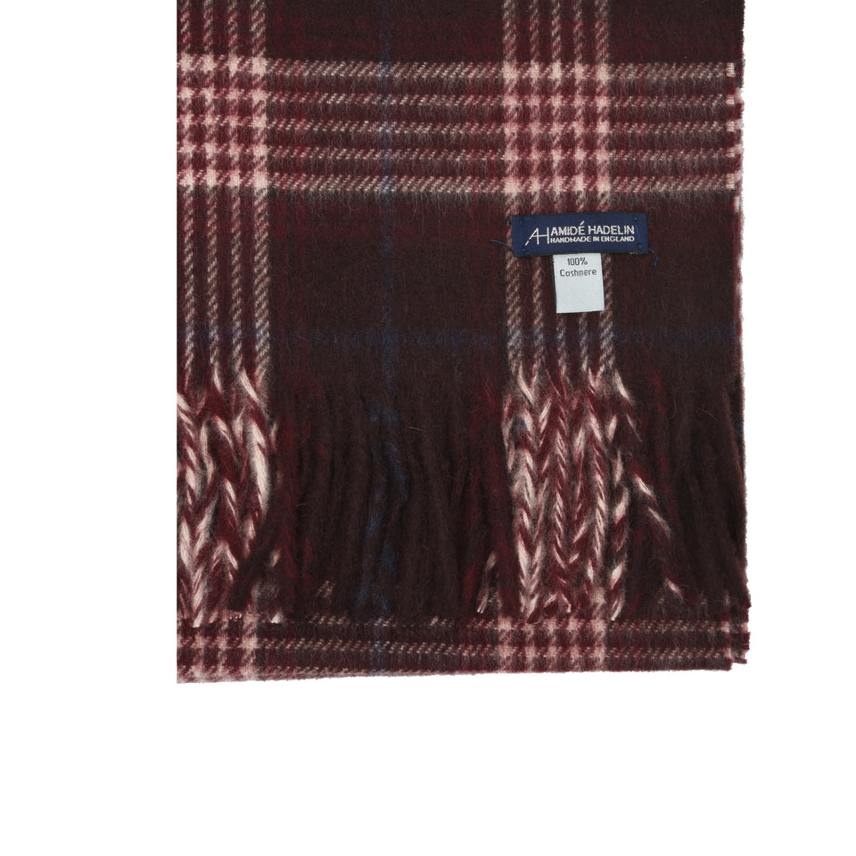 Amidé Hadelin | Cashmere house check scarf, burgundy/cream/navy_detail
