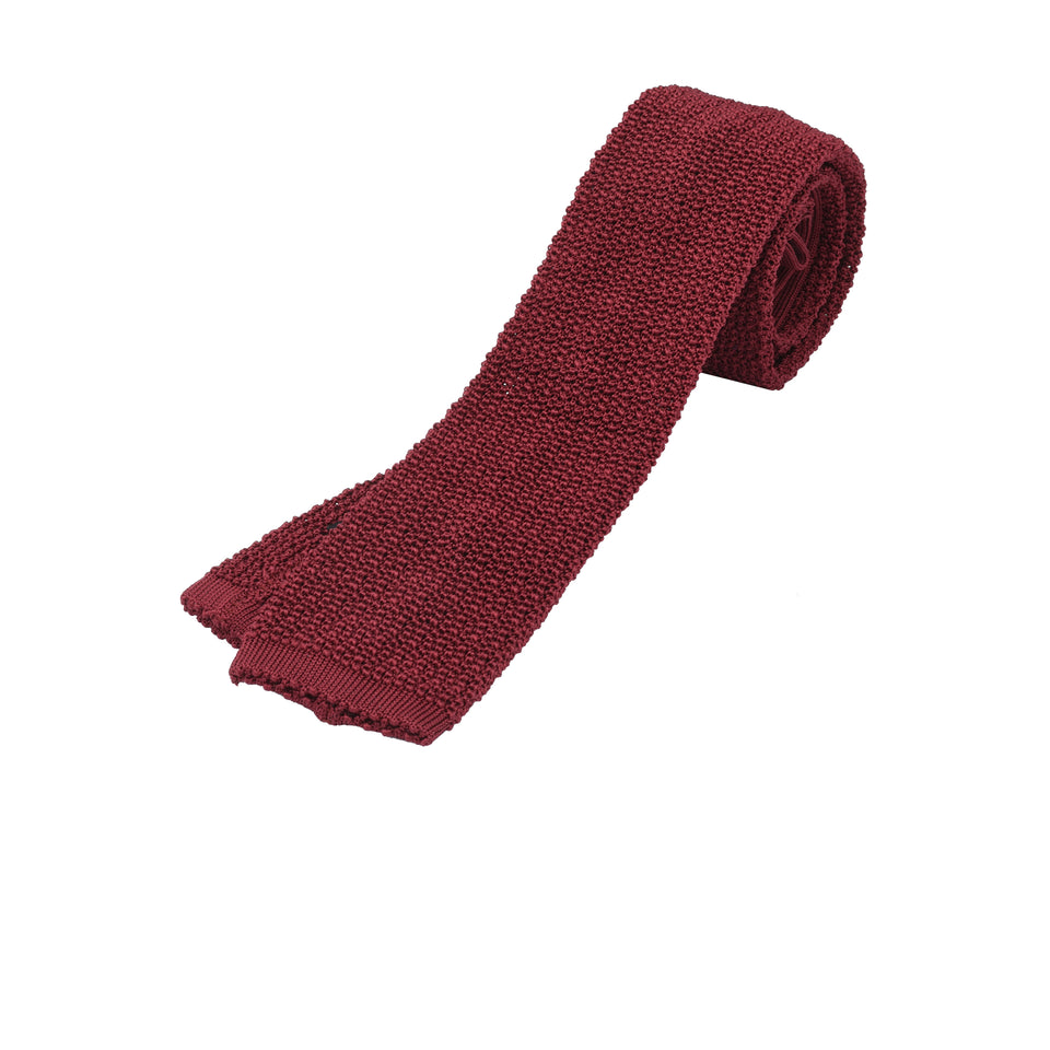 Orange Label  knit silk tie, Handmade in Germany, burgundy – Amidé Hadelin