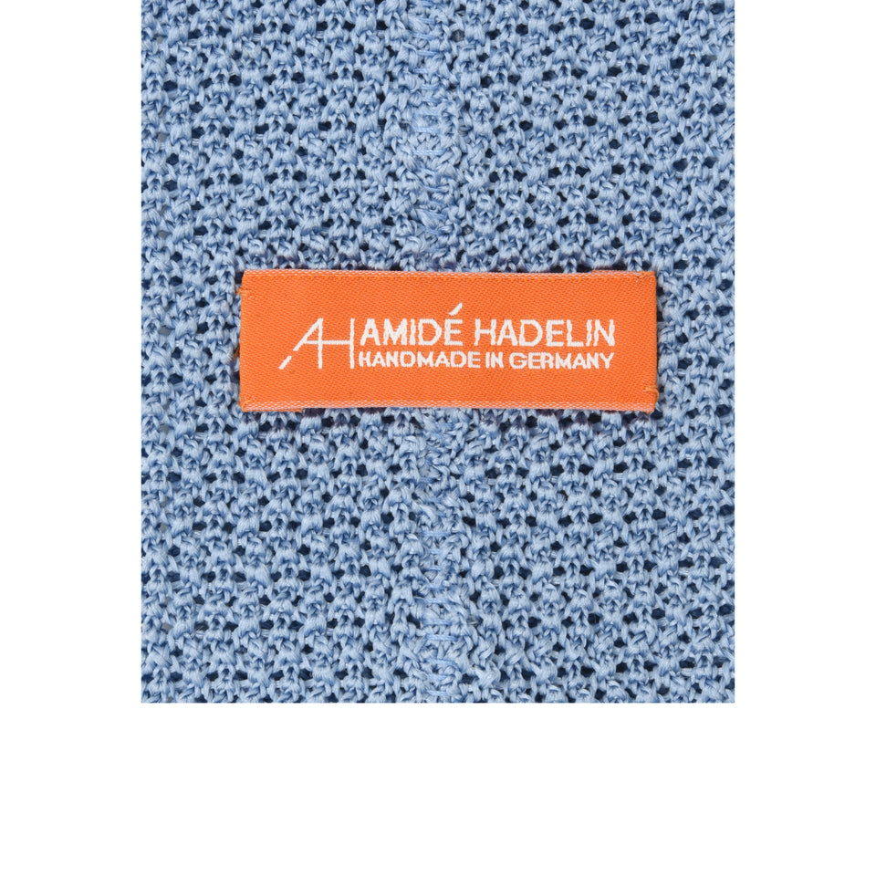 Orange Label | knit silk tie, light blue_back