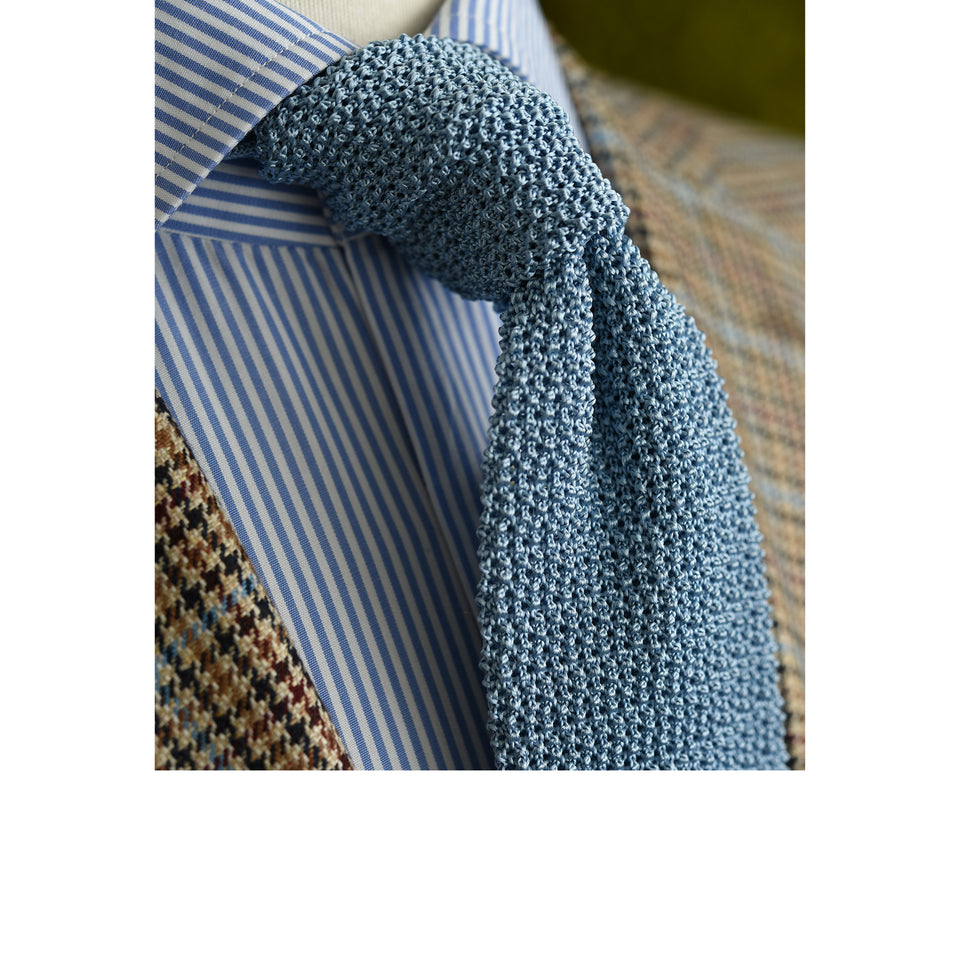 Orange Label | knit silk tie, light blue_styled