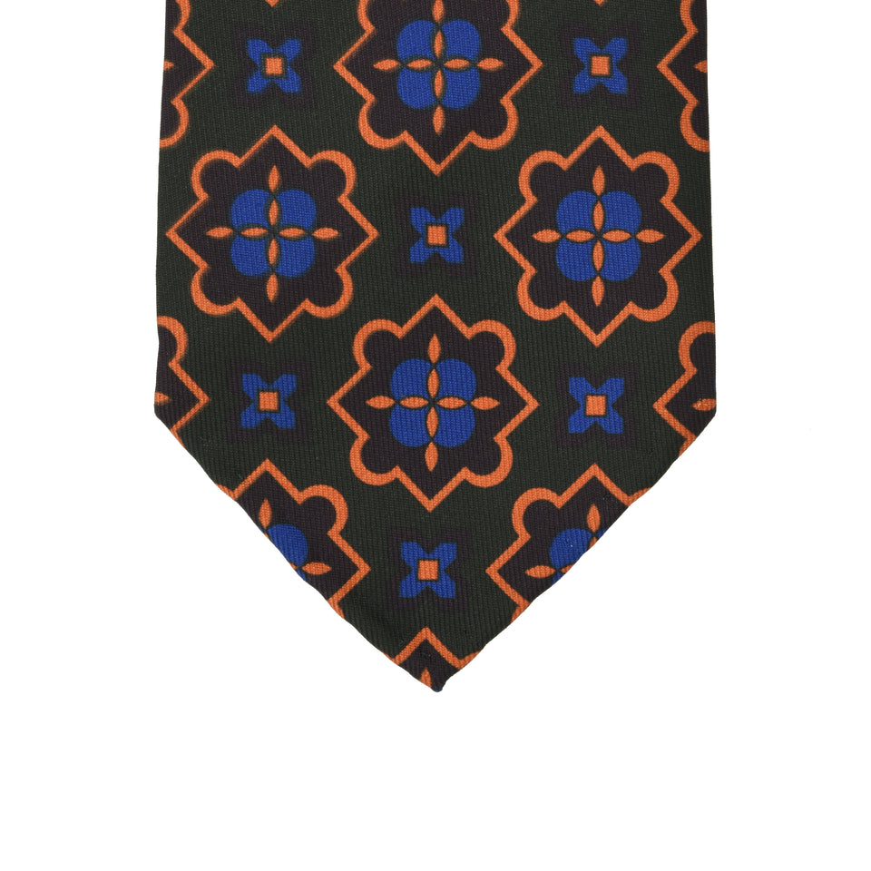 Orange Label | 36oz printed silk tie, green/purple_tip