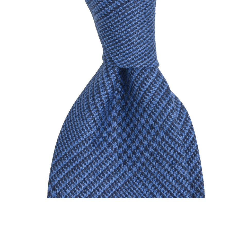Amidé Hadelin | Irish linen glen check tie, mid blue_knot