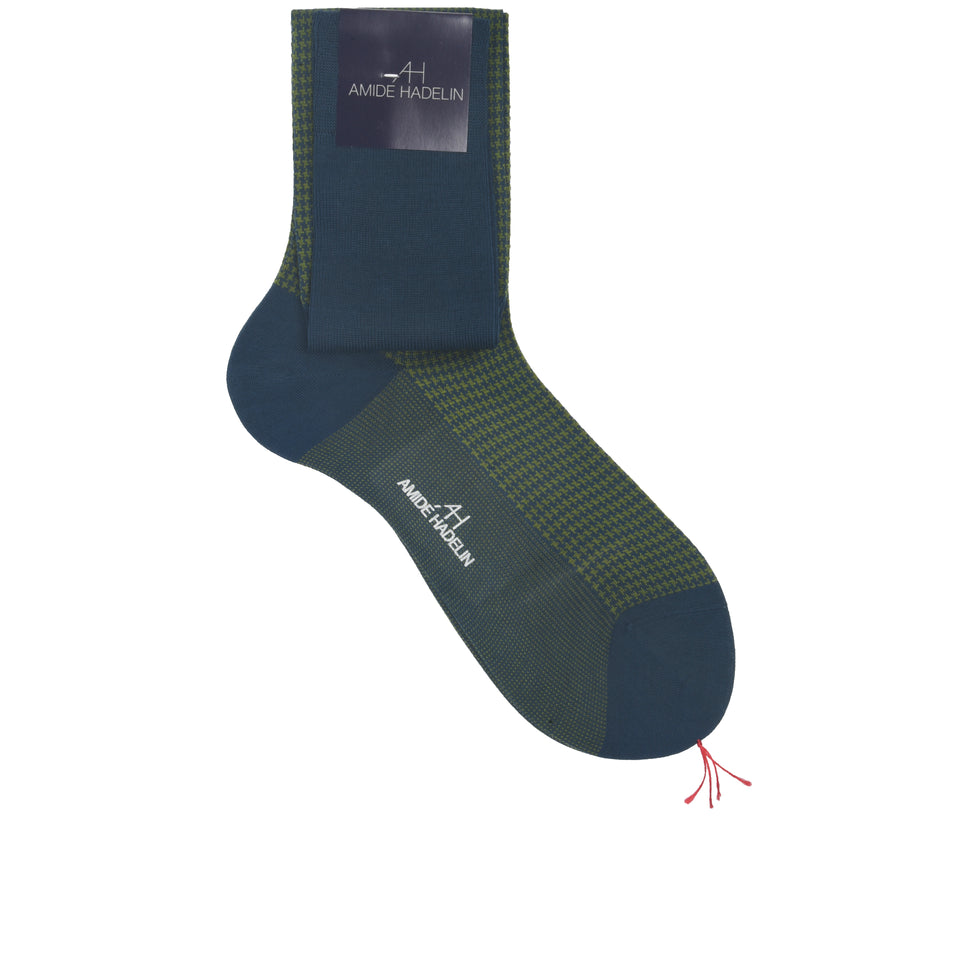 Amidé Hadelin | Knee high herringbone cotton socks - bluette/moss_full