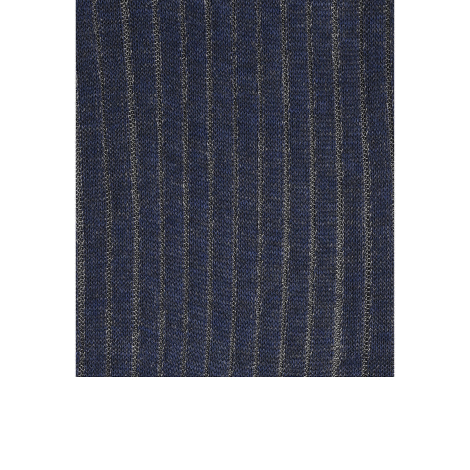 Amidé Hadelin | Knee high shadow stripe cotton socks - denim/grey_pattern