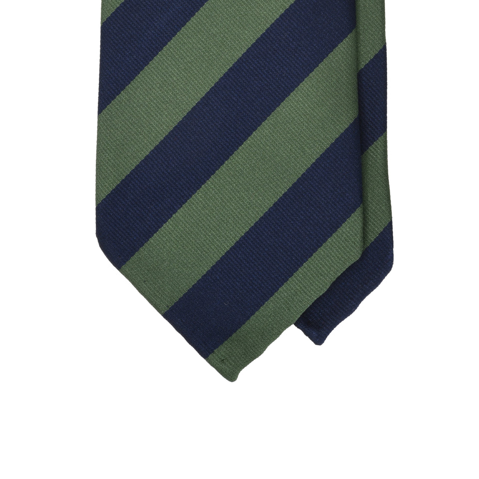 Amidé Hadelin | Regimental silk repp tie - navy/green_tip