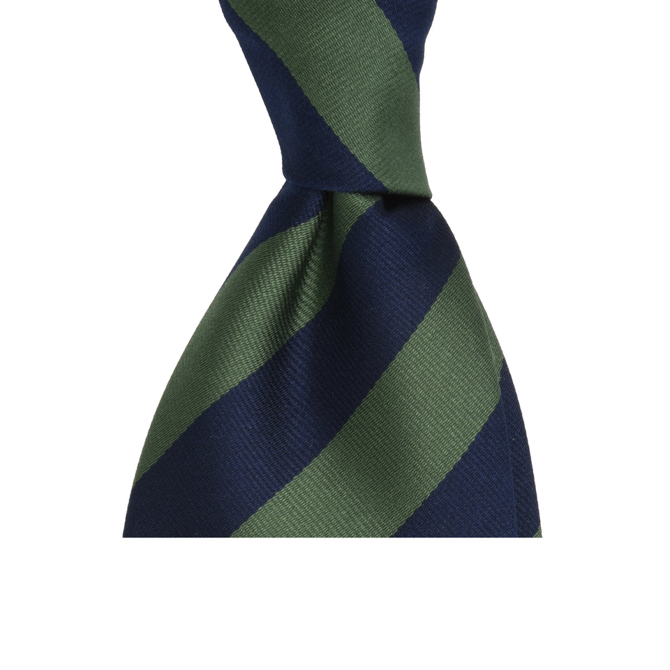 Amidé Hadelin | Regimental silk repp tie - navy/green_knot