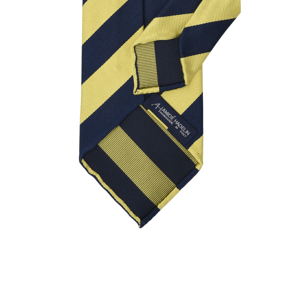 Amidé Hadelin | Regimental silk repp tie - navy/yellow_back