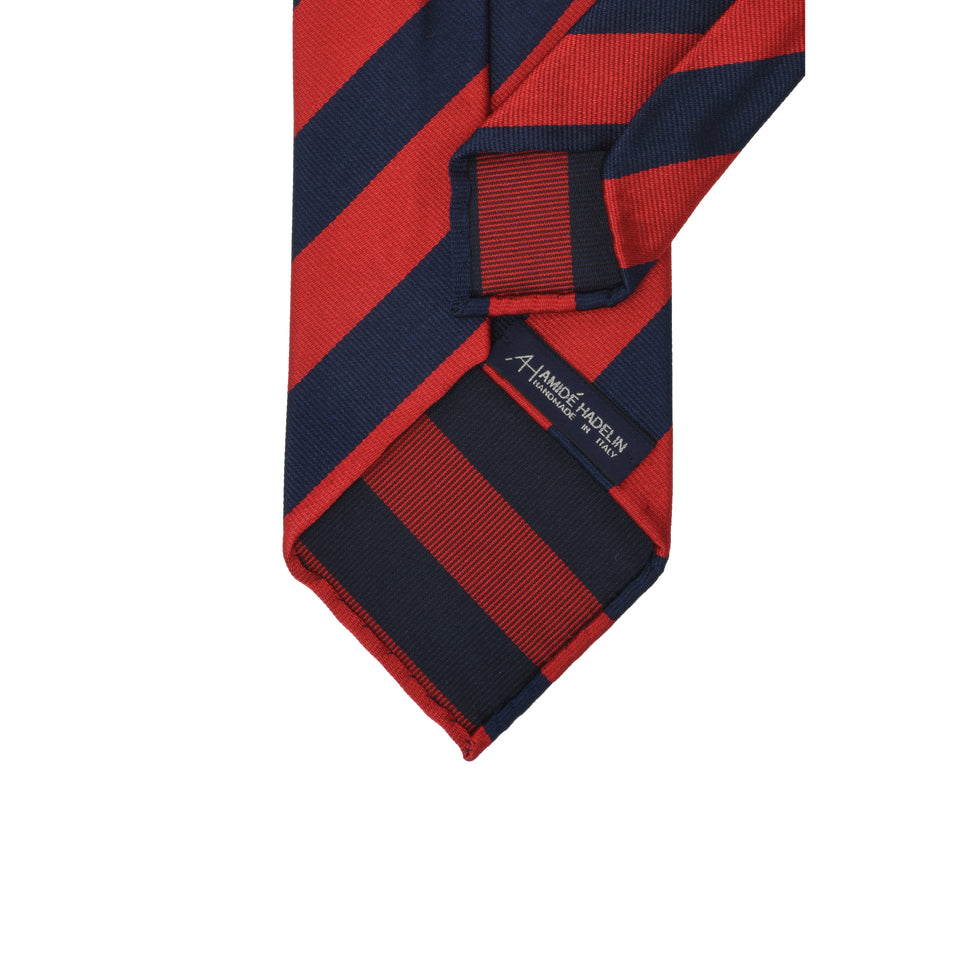Amidé Hadelin | Regimental silk repp tie - navy/red_back