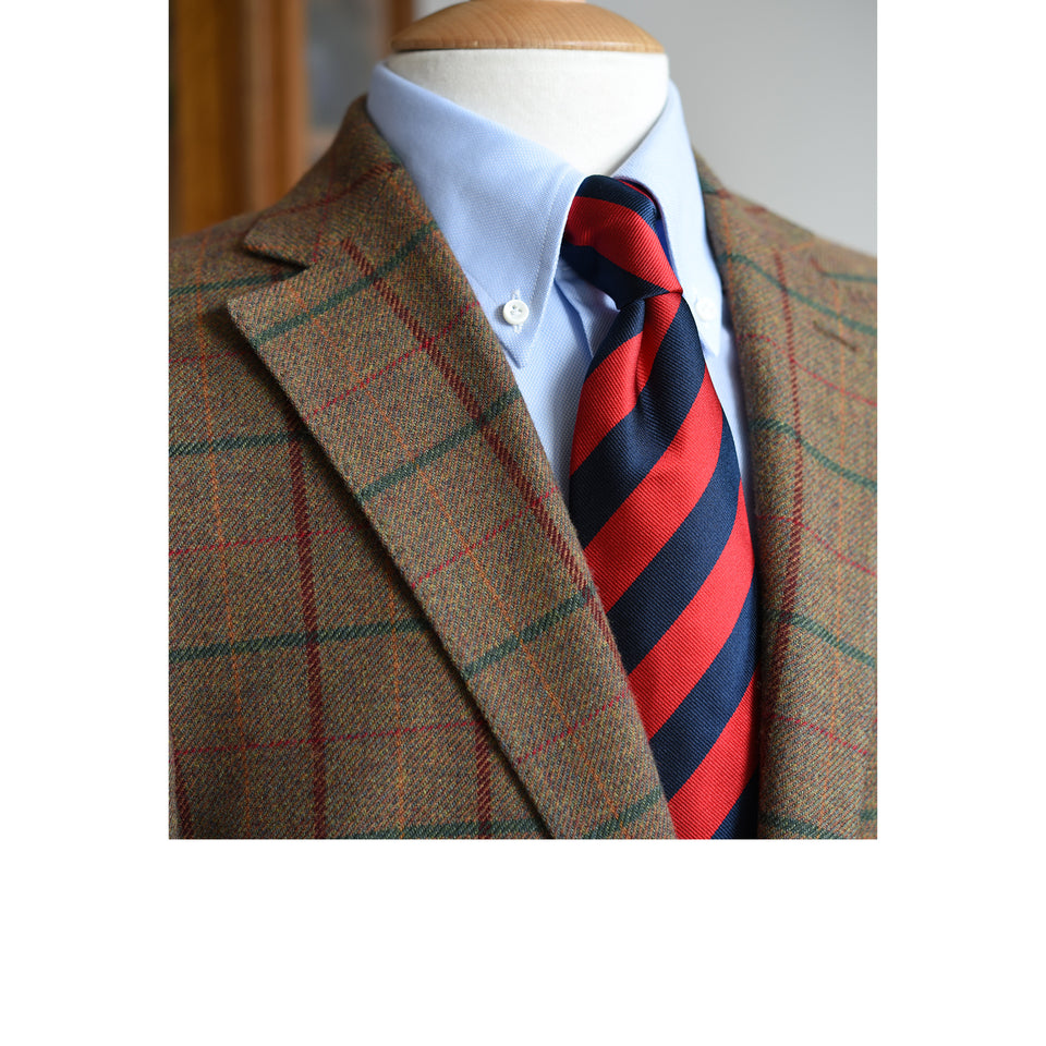 Amidé Hadelin | Regimental silk repp tie - navy/red_styled