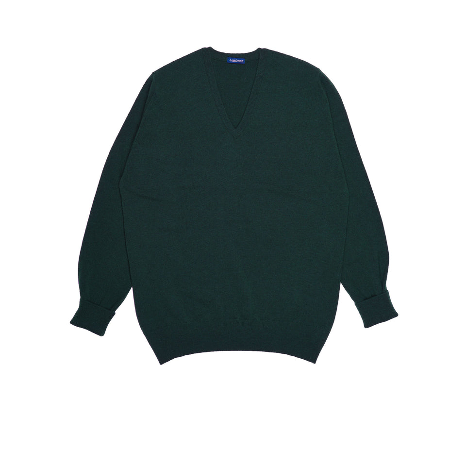 Amidé Hadelin | Super Geelong V-neck jumper - dark green_full