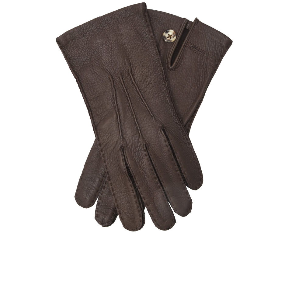 Unlined deerskin leather gloves - dark brown