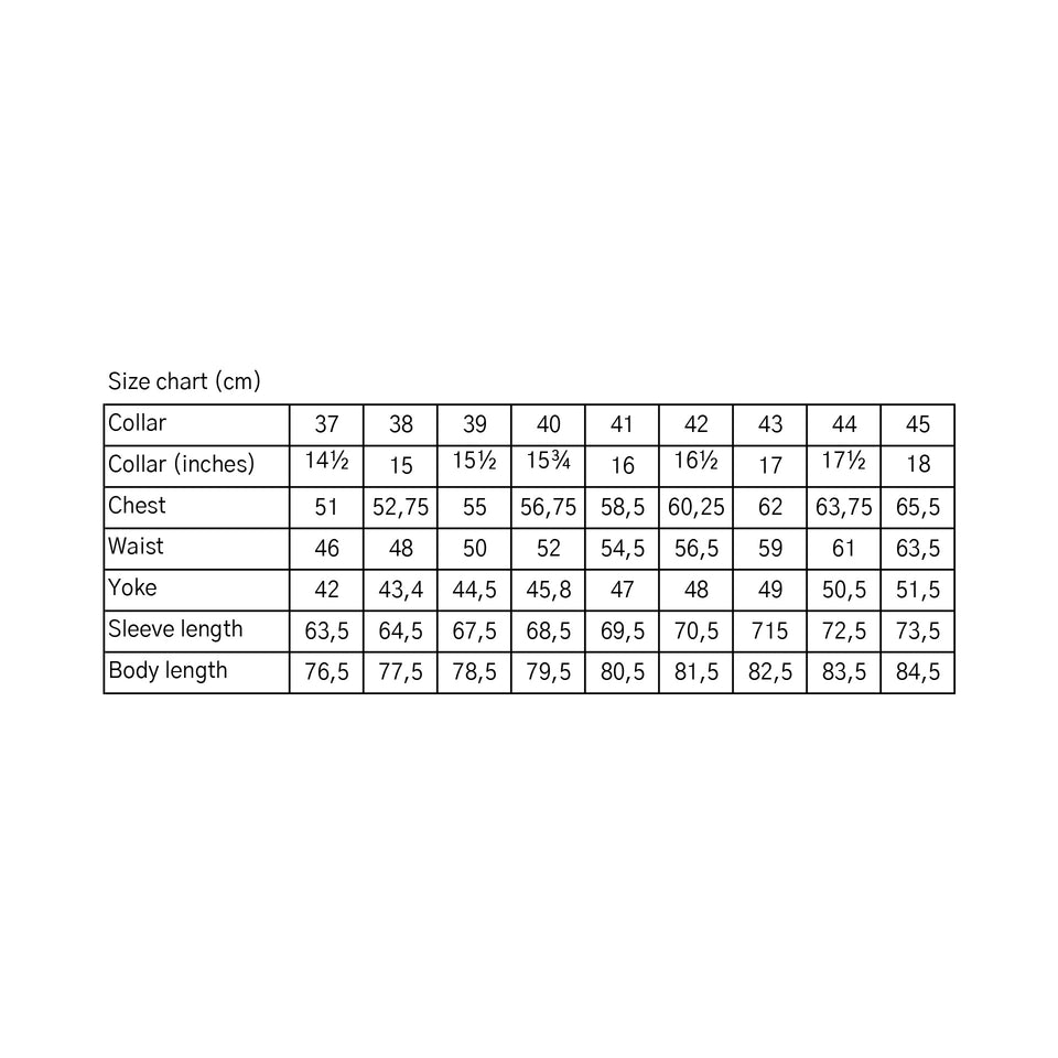 Orange Label fine bengal stripe shirt - blue_size chart