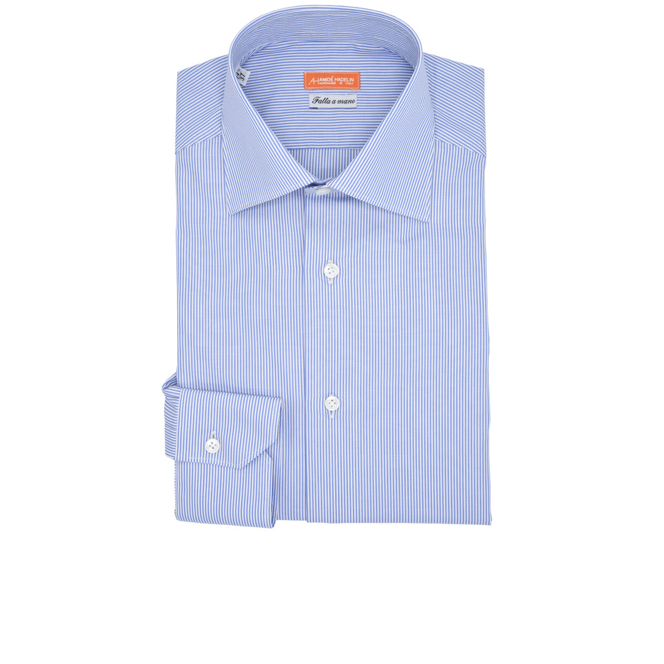 Orange Label fine bengal stripe shirt - blue_folded
