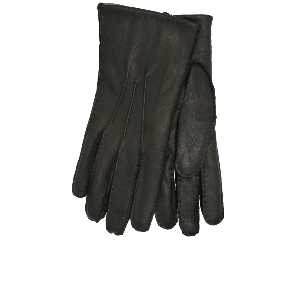 Amidé Hadelin | Rabbit fur lined deerskin gloves, black_darts