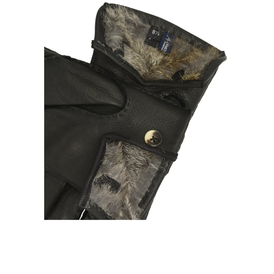 Amidé Hadelin | Rabbit fur lined deerskin gloves, black_lining