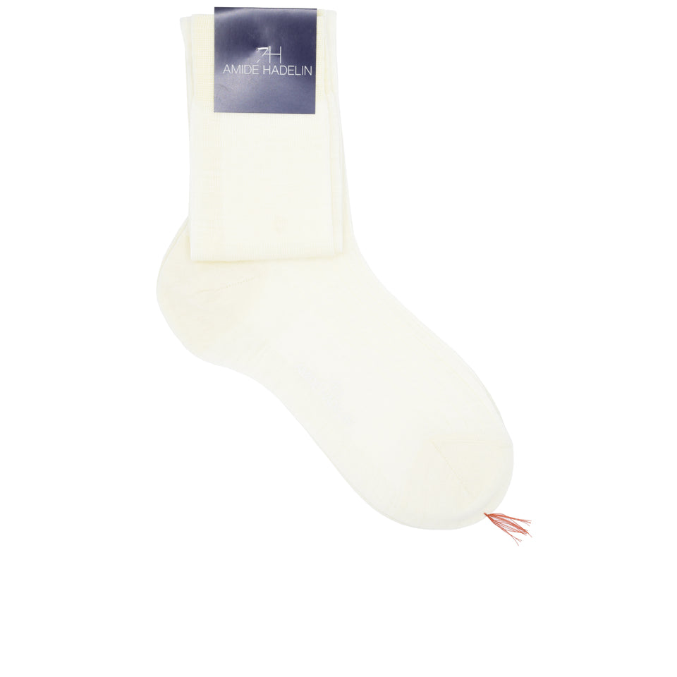 Amidé Hadelin | Knee high plain wool socks - cream_full